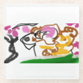 Shiba Inu Charry Blüte Glasuntersetzer