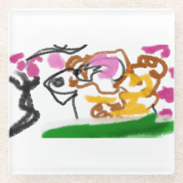 Shiba Inu Charry Blüte Glasuntersetzer