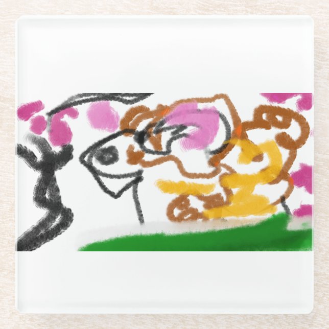 Shiba Inu Charry Blüte Glasuntersetzer (Vorderseite)