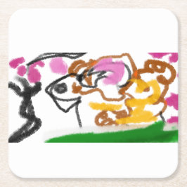 Shiba Inu Charry Blüte Rechteckiger Pappuntersetzer