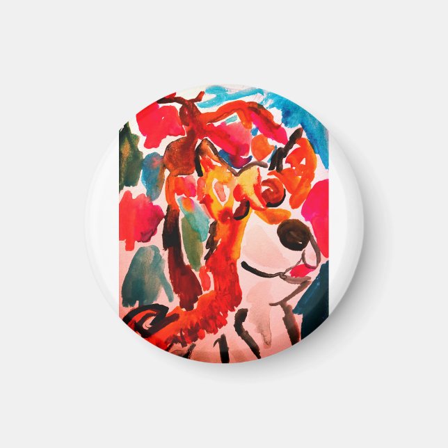 Shiba Inu cherry Japen blossom  Magnet (Vorne)