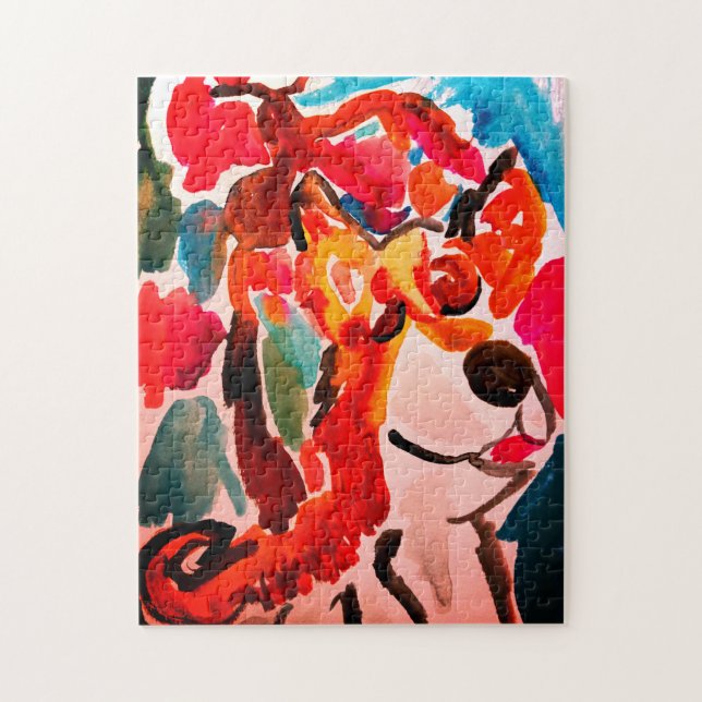 Shiba Inu cherry Japen blossom  Puzzle (Vertikal)