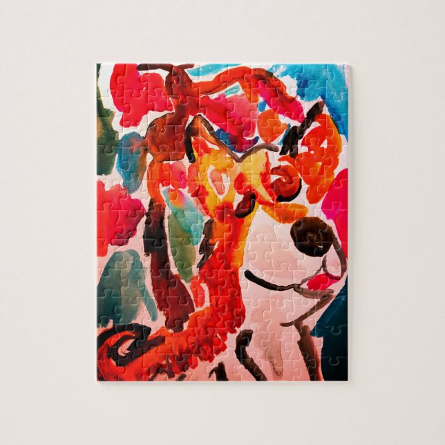 Shiba Inu cherry Japen blossom  Puzzle (Vertikal)