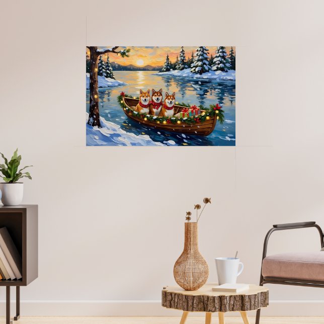Shiba Inu Christmas Boat Holiday Poster (Wohnzimmer 3)