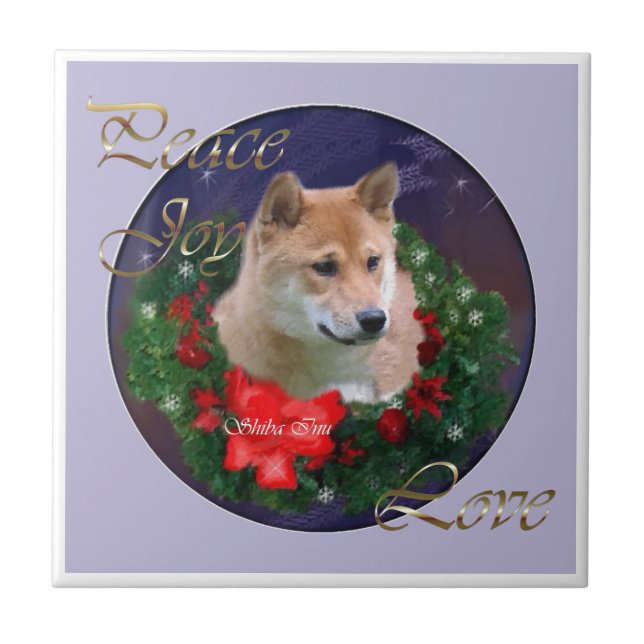 Shiba Inu Christmas Fliese (Vorderseite)
