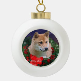 Shiba Inu Christmas Keramik Kugel-Ornament