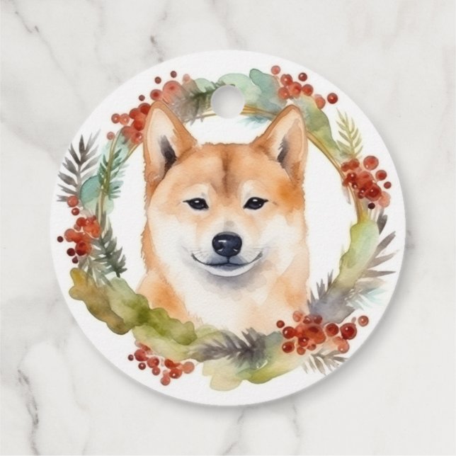 Shiba Inu Christmas Wreath Festivals Geschenkanhänger (Rückseite)