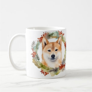 Shiba Inu Christmas Wreath Festivals Kaffeetasse