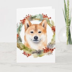 Shiba Inu Christmas Wreath Festivals Karte