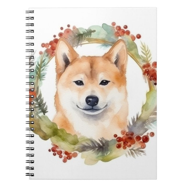 Shiba Inu Christmas Wreath Festivals Notizblock (Vorderseite)
