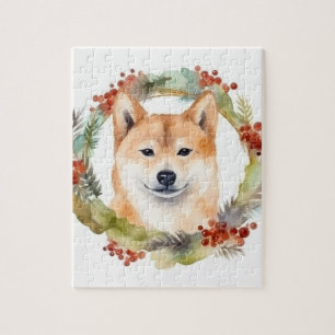 Shiba Inu Christmas Wreath Festivals Puzzle