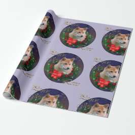 Shiba Inu Christmas Wreath Geschenkpapier