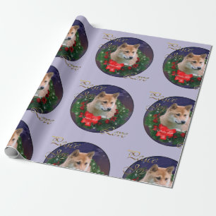 Shiba Inu Christmas Wreath Geschenkpapier