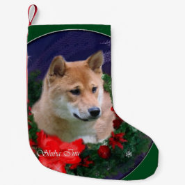 Shiba Inu Christmas Wreath Kleiner Weihnachtsstrumpf