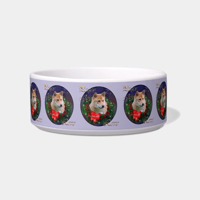 Shiba Inu Christmas Wreath Napf (Vorderseite)