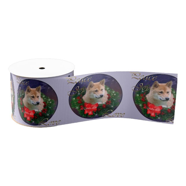 Shiba Inu Christmas Wreath Ripsband (Spule)