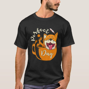 Shiba Inu Coin mit Kaffee Outdoor Camping Wandern T-Shirt