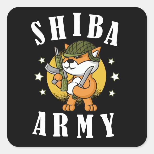 Shiba Inu Coin Shib Token Hodl to Moon Quadratischer Aufkleber (Vorderseite)