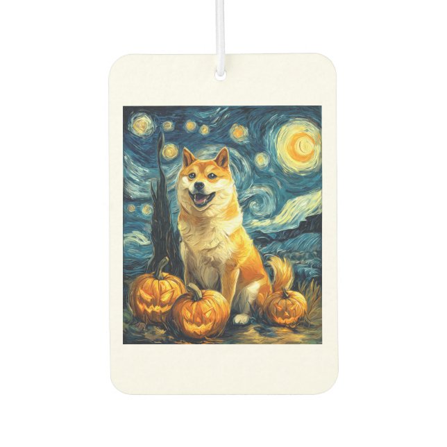 Shiba Inu Cute Dog Halloween Jack O Lantern Pumpki Autolufterfrischer (Vorderseite)
