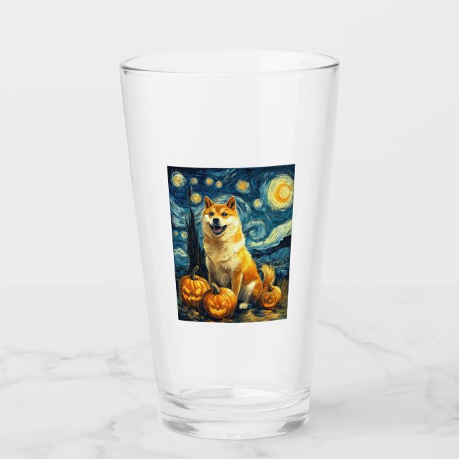 Shiba Inu Cute Dog Halloween Jack O Lantern Pumpki Glas (Vorderseite)