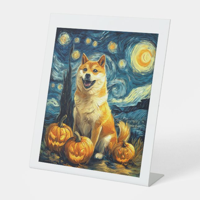 Shiba Inu Cute Dog Halloween Jack O Lantern Pumpki Sockelschild (Vorderseite)