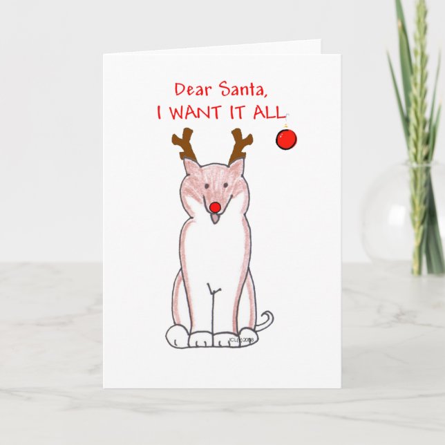Shiba Inu Dear Santa Feiertagskarte (Vorderseite)