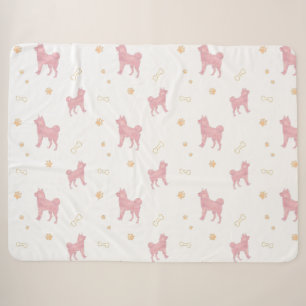 Shiba Inu Decke – Minimalistisches Pastellrosa Ges Sherpadecke