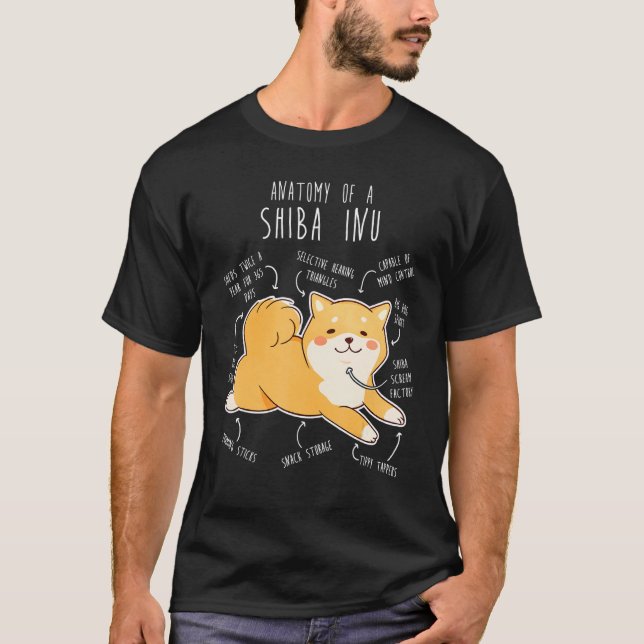Shiba Inu Dog Anatomy  Pet Red Shibe Mom Cute Doge T-Shirt (Vorderseite)