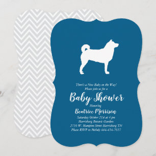 Shiba Inu Dog Baby Shower Boy Blue Einladung