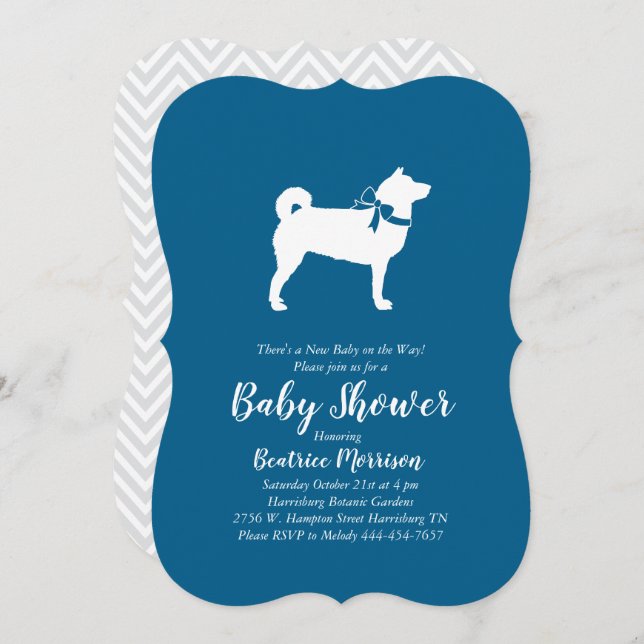 Shiba Inu Dog Baby Shower Boy Blue Einladung (Vorne/Hinten)