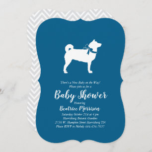 Shiba Inu Dog Baby Shower Boy Blue Einladung
