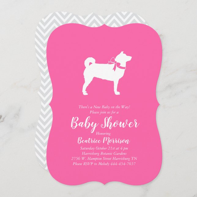 Shiba Inu Dog Baby Shower Girl Pink Einladung (Vorne/Hinten)