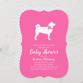 Shiba Inu Dog Baby Shower Girl Pink Einladung