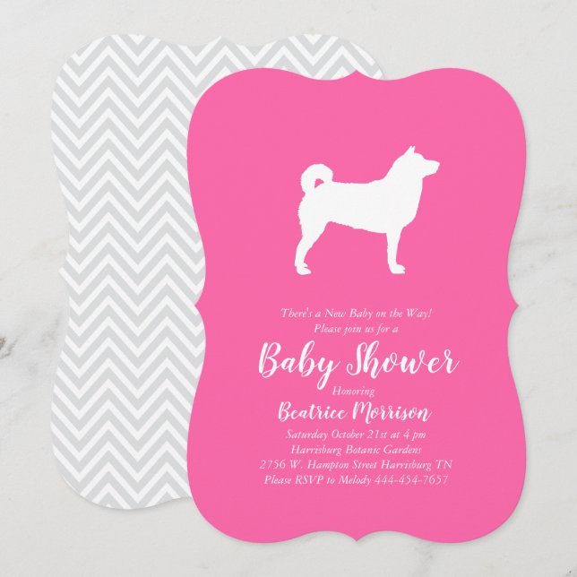 Shiba Inu Dog Baby Shower Girl Pink Einladung (Vorne/Hinten)