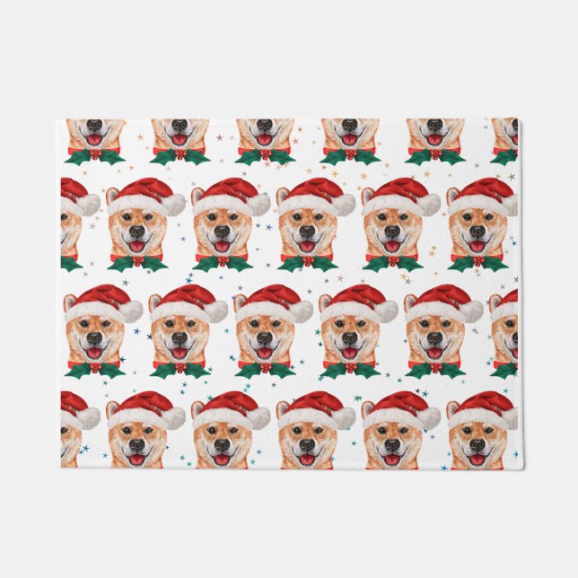 Shiba Inu Dog Breed Christmas Stars Fußmatte (Vorderseite)