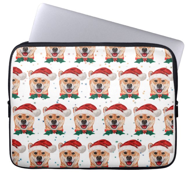 Shiba Inu Dog Breed Christmas Stars Laptopschutzhülle (Vorderseite)