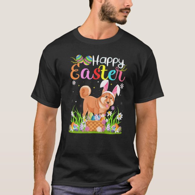 Shiba Inu Dog Bunny Egg Jagd Shiba Inu Happy E T-Shirt (Vorderseite)
