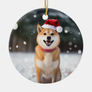 Shiba Inu Dog Christmas Keepake Keramik Ornament