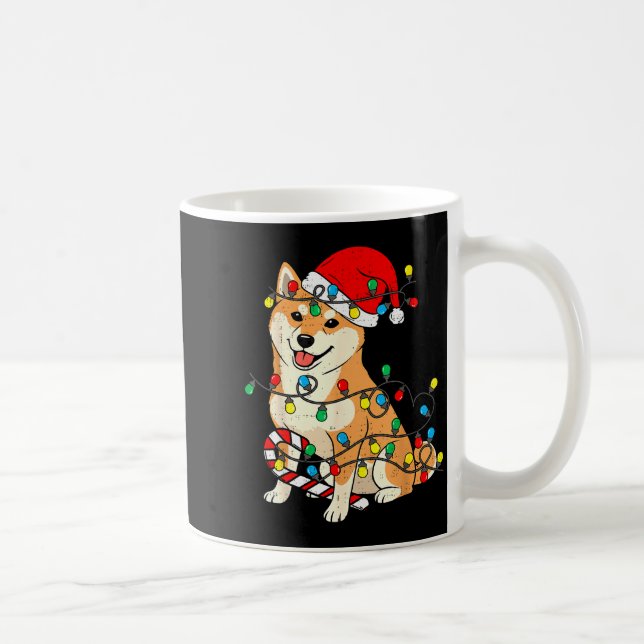 Shiba Inu Dog Christmas Lights Santa Xmas Pet Dog  Kaffeetasse (Rechts)