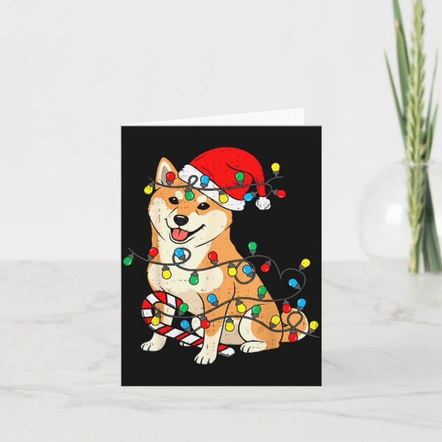 Shiba Inu Dog Christmas Lights Santa Xmas Pet Dog  Karte