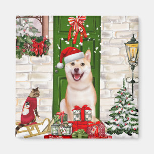 Shiba Inu Dog Christmas Magnet