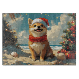 Shiba Inu Dog Christmas Vintag Beach Schneidebrett