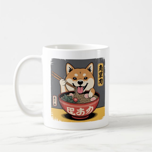 Shiba Inu Dog Eating Ramen Kaffeetasse (Links)