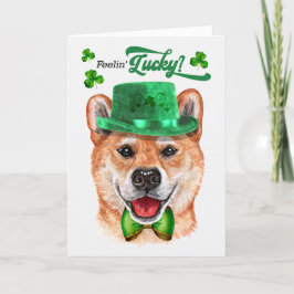 Shiba Inu Dog Feelin' Lucky St Patrick's Day Feiertagskarte