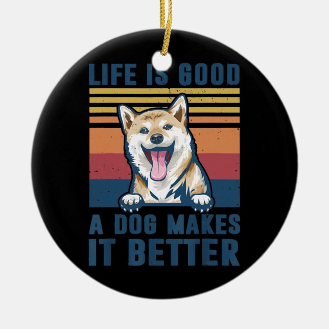 Shiba Inu Dog gibt Funny Shiba Inu Hunde Vater Mam Keramik Ornament (Vorne)