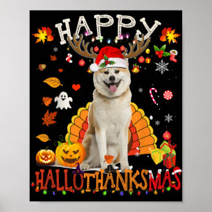 Shiba Inu Dog Halloween Weihnachtshund Happy Hallo Poster