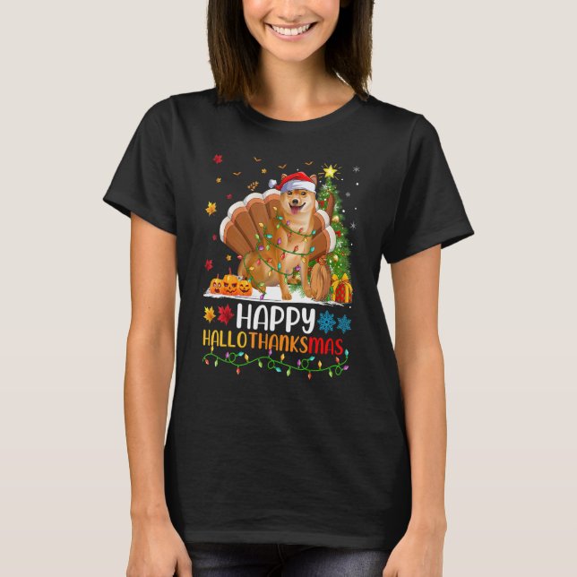 Shiba Inu Dog Happy Shiba Inu Hellothanksmas T-Shirt (Vorderseite)
