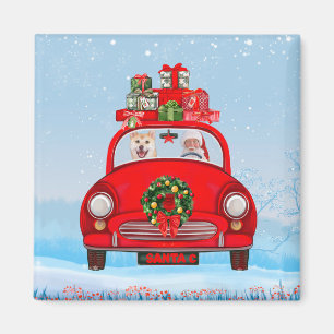 Shiba Inu Dog In Car With Santa Claus Magnet