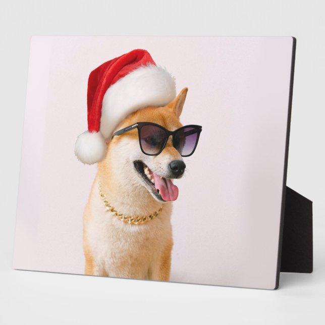Shiba Inu dog in Santa Claus red hats Fotoplatte (Seite)