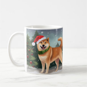 Shiba Inu Dog in Schnee Weihnachten Kaffeetasse